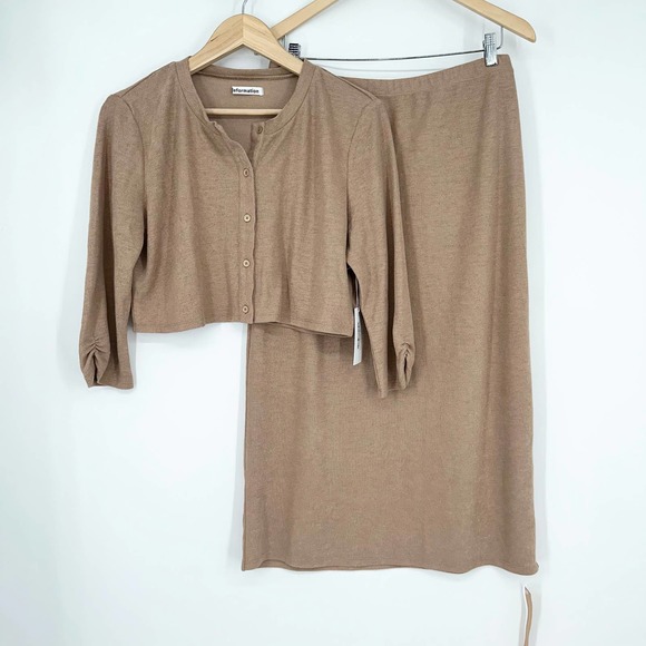 REFORMATION Janice Set Knit Cardigan and Midi Skirt Set in Buff NWT - Picture 6 of 12